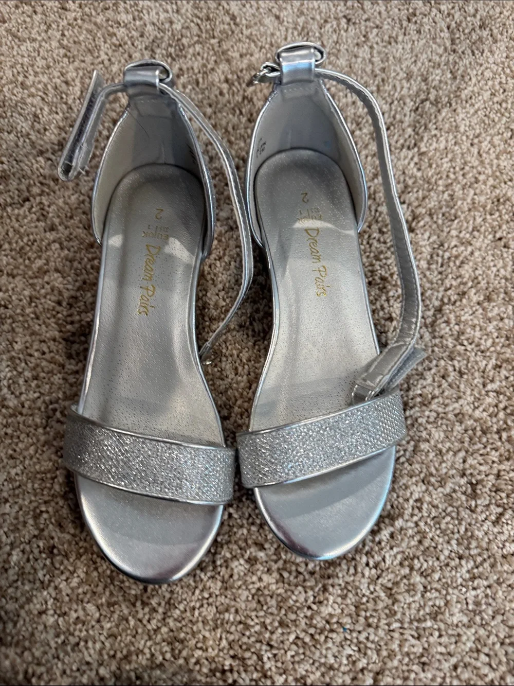 Dream Pairs Silver Glitter Ankle-Strap Sandals